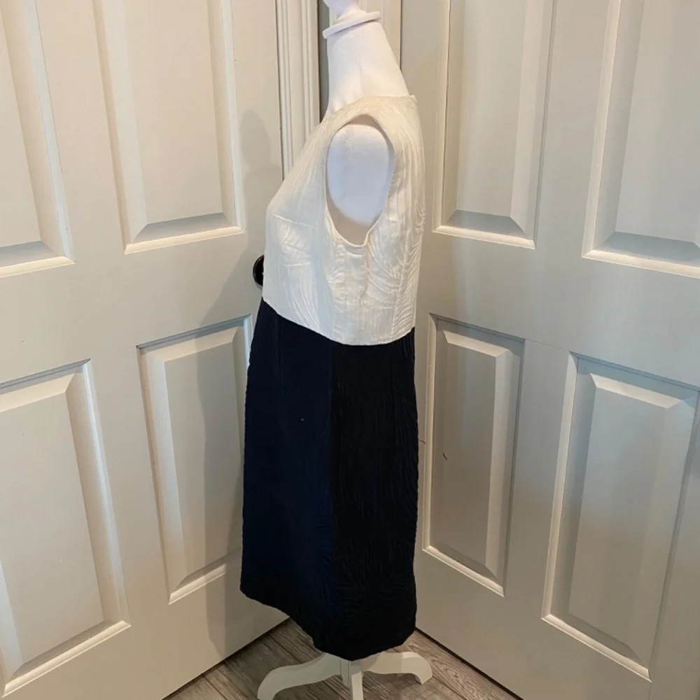 Escada Colorblock Pattern Midi Length Dress, Blue/White 16571